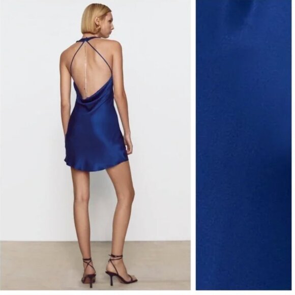 Zara Satin Halter Dress - Picture 1 of 6